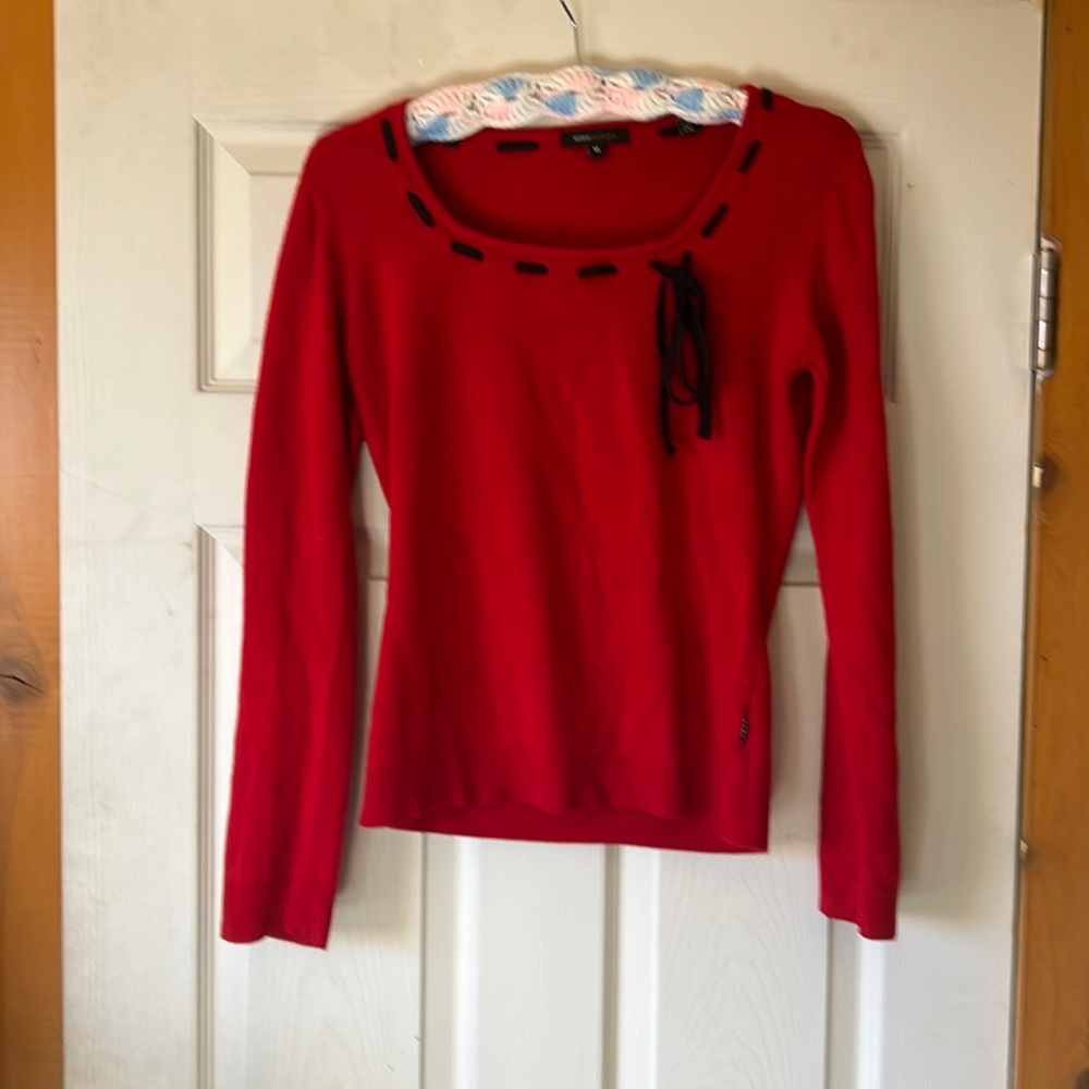BCBG red tie neck sweater